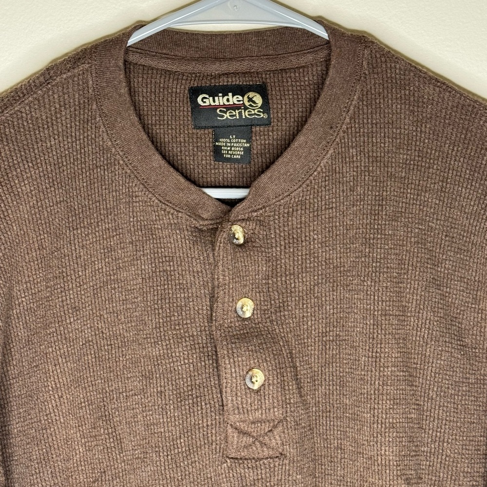 Gander Mountain Guide Series Men’s LT Brown Waffle Knit Long Sleeve Henley